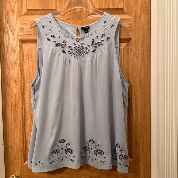 torrid Tops - Torrid Light Blue Sleeveless Top with cut out designs